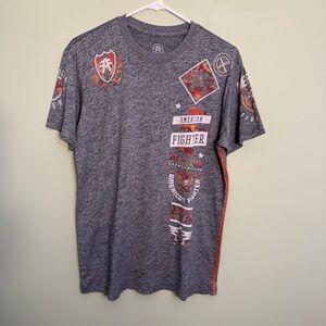 American Fighter training, division, Gray Graphic T-Shirt Y2K camo double-sided